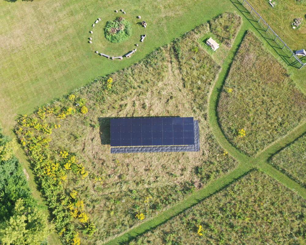 Overview of barrington hills solar panel ground installation