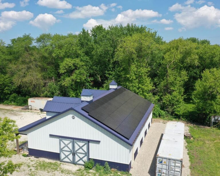 Solar panel installation on pole barn in Mc Henry, IL