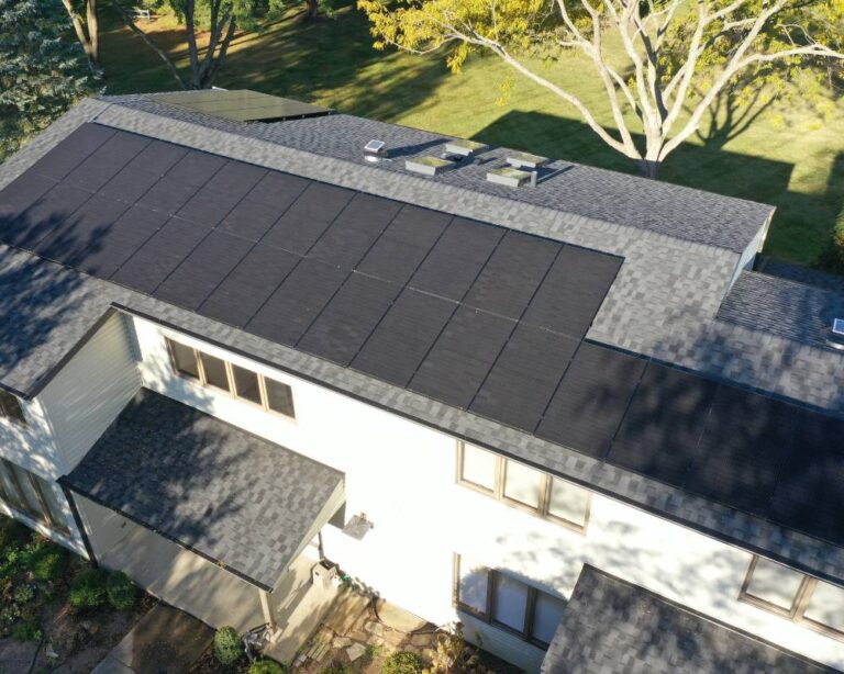 View from the back of a home in Barrington after a residential solar installation.